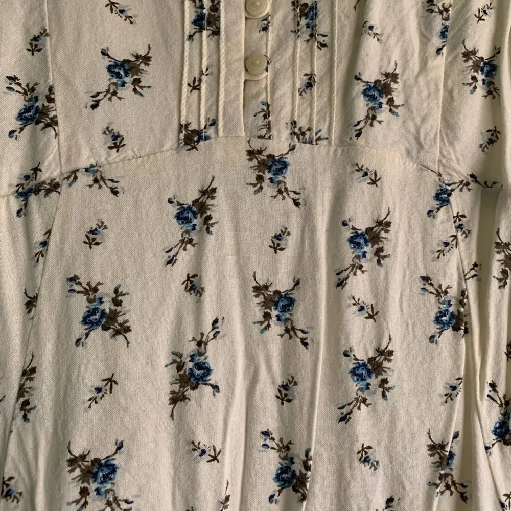 Ralph Lauren Cream and Blue Floral High Low Dress - Picture 2 of 4